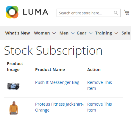 Out of Stock Subscription List in My Account Section