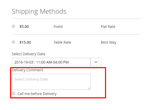 A Special Comment Box and an Option of “Call Me Before Delivery”