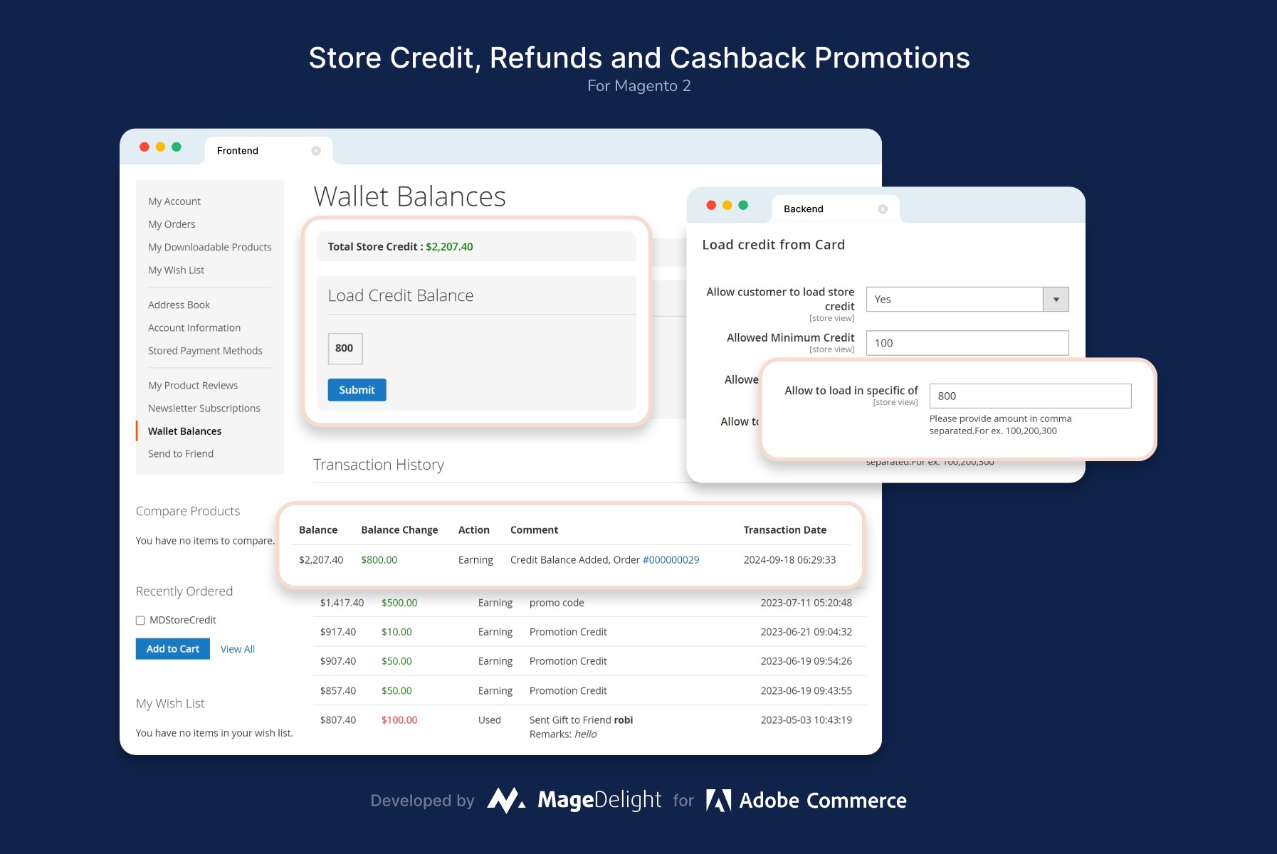 View and Manage Credit Balance in Wallet